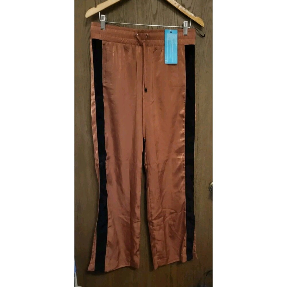 CIA.Maritima Beach Wear Womens Orange Black Stripe Satin Pants Size Medium